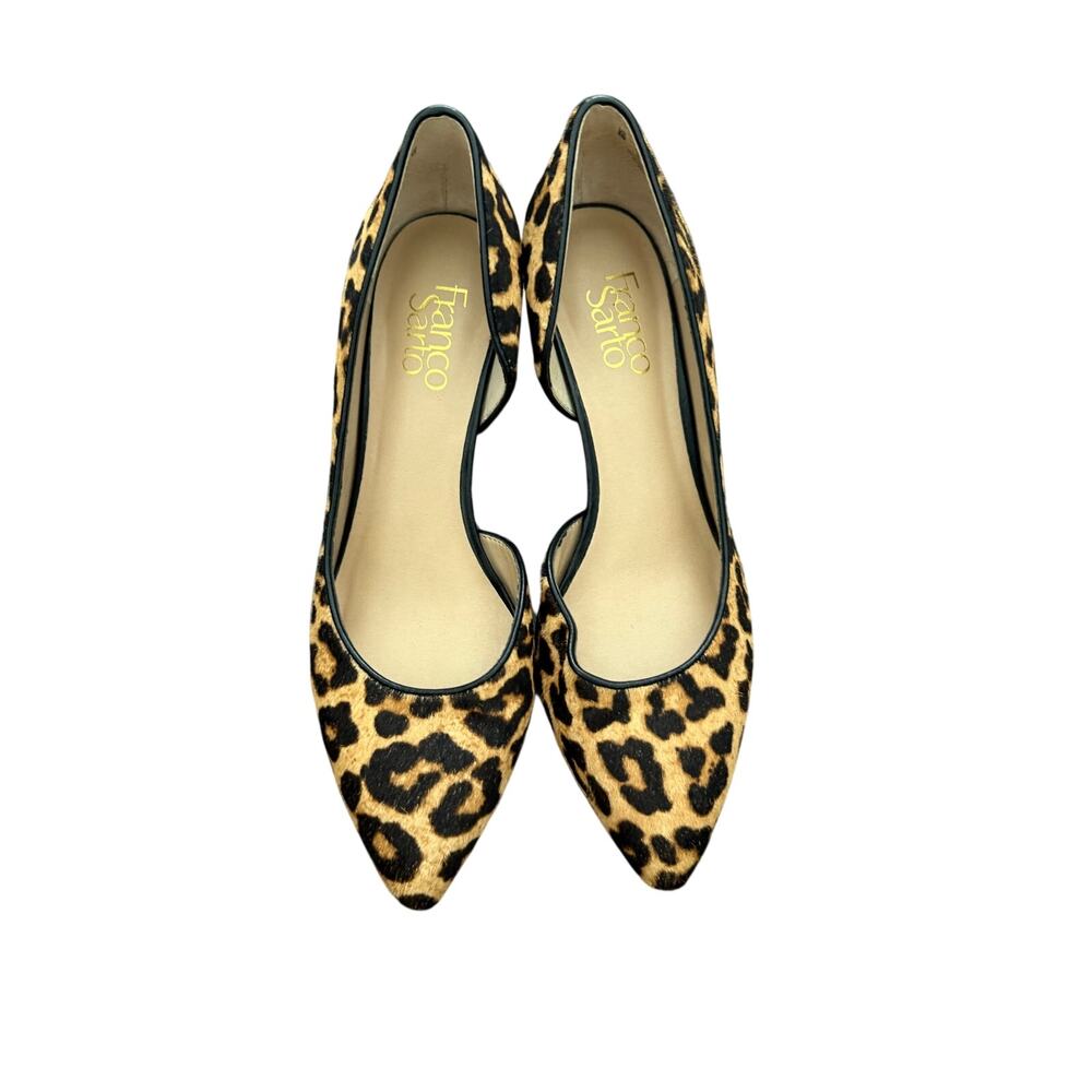 Franco Sarto Felice 2 Pumps Size 8 Leopard Hair Calf Leather D'Orsay Wedge Shoes